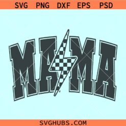 Mama Lightning bolt checkered SVG, Mama Lightning bolt svg, mama varsity font svg