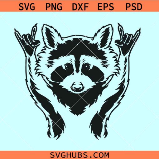 Raccoon Rock sign SVG, Heavy Metal Raccoon svg, Rock and roll Raccoon svg