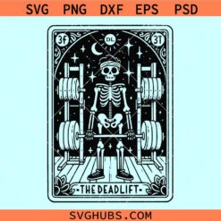 The deadlift Tarot card SVG, Funny Workout svg, Weightlifter Skeleton svg