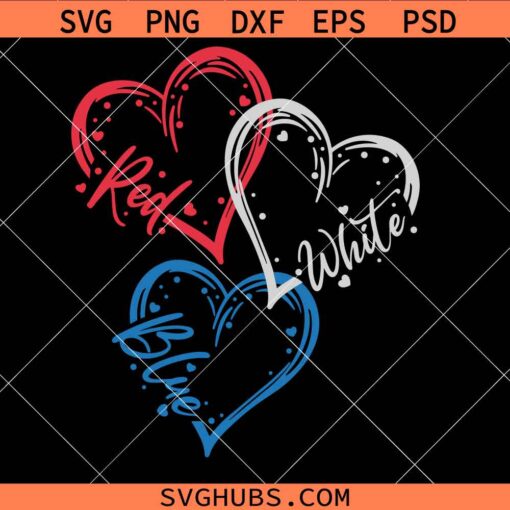 Heart 4th of July Red white blue SVG, Heart 4th of July SVG, Heart Red White Blue 4th Of July SVG, Fireworks SVG