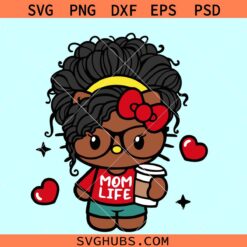 Hello Kitty Afro mom life SVG, Hello Kitty Black History SVG, Hello Kitty mom life svg