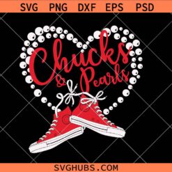 Chucks & Pearls Heart Svg, Chucks and Pearls pink shoes Svg, Kamala Harris SVG, Madam Vice President SVG