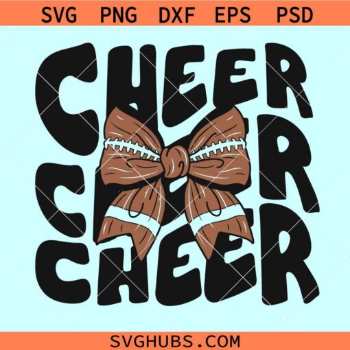 Coquette Cheer Football SVG, Coquette Football Cheer SVG, Coquette Cheer Bow SVG, Football cheer Bow SVG