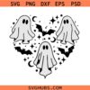 Halloween Ghost Heart SVG, Halloween Heart SVG, ghosts heart SVG