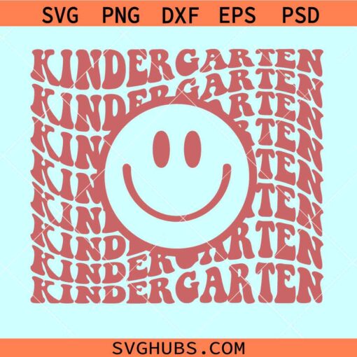 Kindergarten retro Smiley Face SVG, Teacher SVG, Back To School Shirt svg