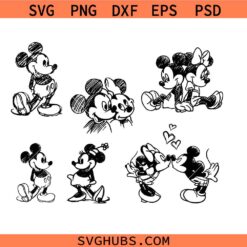 Mickey Minnie Sketch SVG Bundle, Minnie Sketch SVG, Disney Mickey and Minnie Sketch SVG, Minnie Sketch SVG