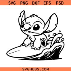 Stitch surfing SVG, Lilo and Stictch surf board SVG, Disney surfing clipart