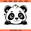 Cute Panda peeking SVG, Panda head SVG, cute baby panda SVG, Panda cut file for cricut