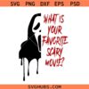 What's your favorite scary movie SVG, scream ghost face svg, Woodsboro Halloween SVG