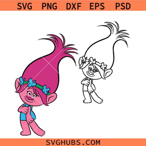 2 Poppy Trolls SVG, Trolls World Tour svg, Poppy Trolls SVG