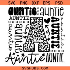 Auntie Typography SVG, Auntie SVG, Cool Auntie SVG, Best Auntie SVG