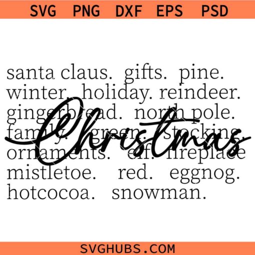 Christmas Words SVG, Christmas Typography SVG, Christmas SVG, Christmas Shirt SVG