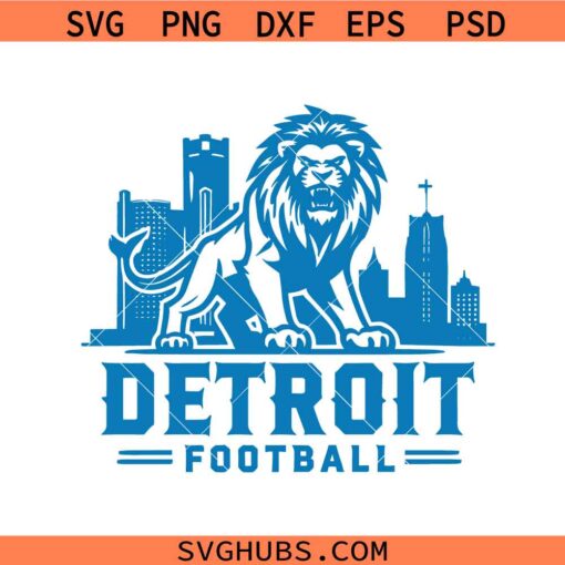 Detroit Football sports svg, Detroit Skyline Svg, Football Lions Svg