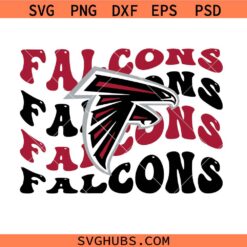 Falcon retro wavy SVG, Falcons Pride Svg, Sports SVG, Falcons Football SVG 