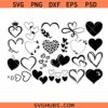 Heart doodle SVG Bundle, Heart bundle svg, Valentine heart svg, love heart svg