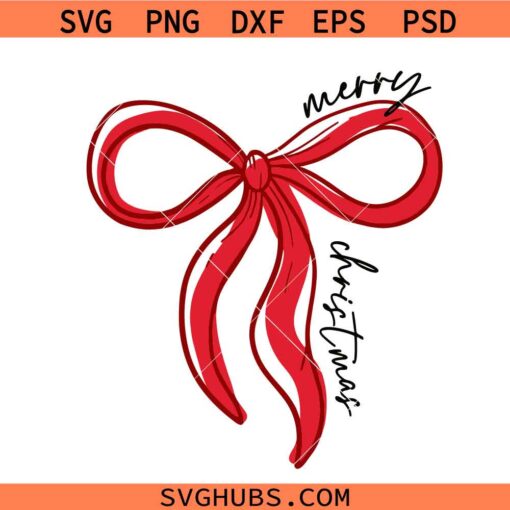 Merry Christmas Bow svg, Christmas Svg, Christmas Bow SVG, Red Christmas Bow SVG