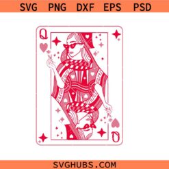 Queen of Hearts Playing Card SVG, Valentine SVG, cute woman queen of hearts svg