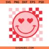 Retro checkered Valentine smiley face SVG, Retro Valentines Smiley Face SVG