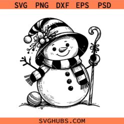 Retro cute snowman SVG, Floral Snowman SVG, Christmas Décor SVG