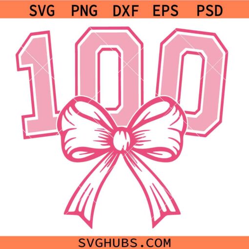 100 Days of School Coquette Bow Svg, Teacher 100th Day Of School Bow SVG