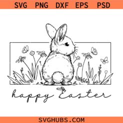 Floral Easter Bunny SVG, Cute Easter Bunny Svg,Flower Bunny Svg