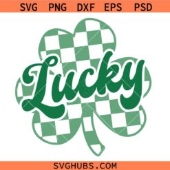 Lucky checkered clover SVG, St Patricks Checkered Clover svg, Lucky Checker Clover SVG 