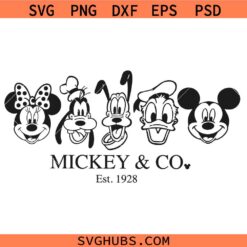 Mickey & Co. Est. 1928 SVG, Disneyworld SVG, Disney Characters SVG