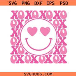 Smiley Face XOXO svg, Hugs and Kisses SVG, Valentine's Day SVG