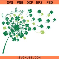 St Patricks Day Lucky Dandelion SVG, Lucky Dandelion SVG, Four Leaf Clover SVG