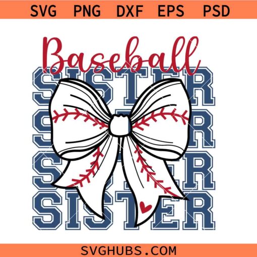 Baseball sister bow SVG, Cheer Sister SVG, baseball mom svg, baseball svg, softball svg