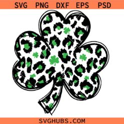 Leopard Print Shamrock Svg, Leopard Clover Leaf Svg, St Patrick's Day SVG