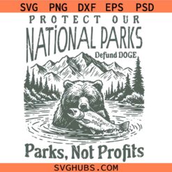 Protect Our National Parks Defund Doge SVG, Parks Not Profits DOGE Coin SVG     