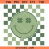 St. Patricks Day Retro Clover Smiley SVG, St Paddys Day Svg, Retro Groovy St. Pattys Svg